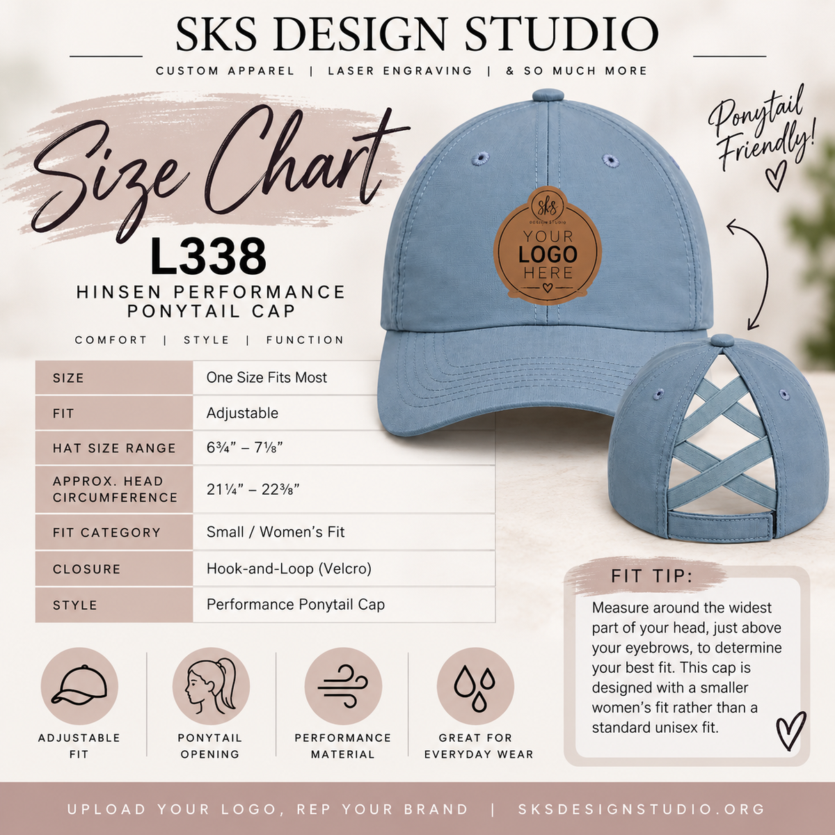 CUSTOM LOGO | Performance Ponytail Hat [HINSON]
