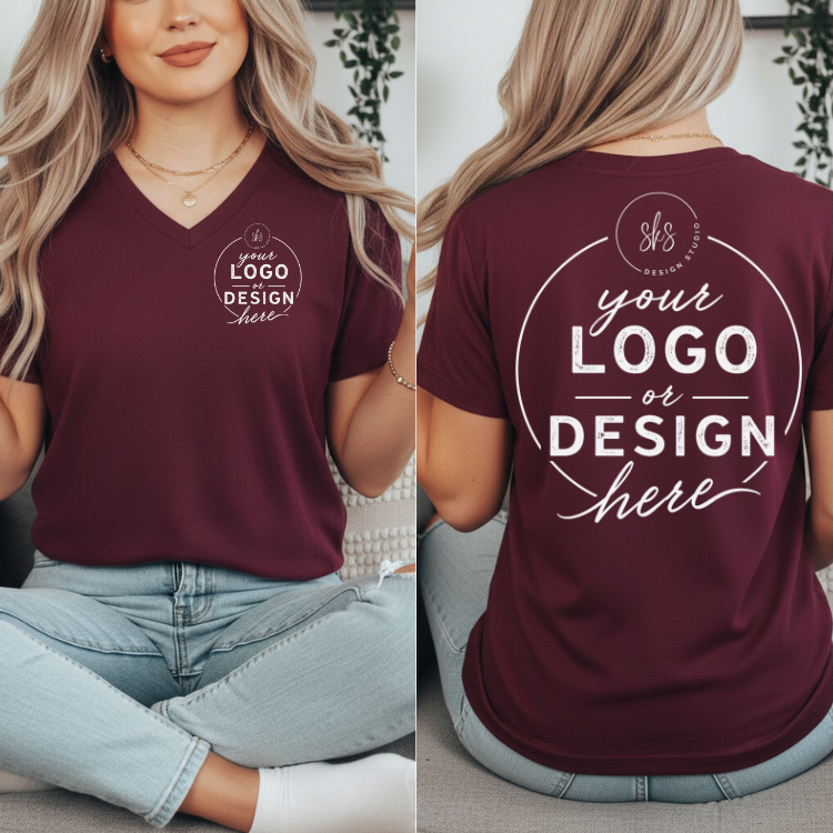 CUSTOM LOGO | Women's V-Neck T-Shirt [BELLA CANVAS]
