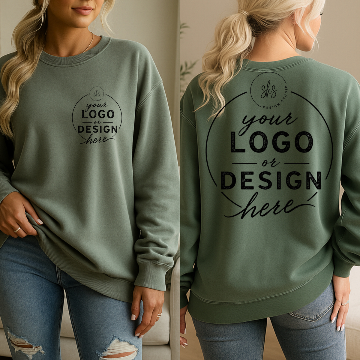 CUSTOM LOGO | Unisex Crewneck Sweatshirt [COMFORT COLORS]