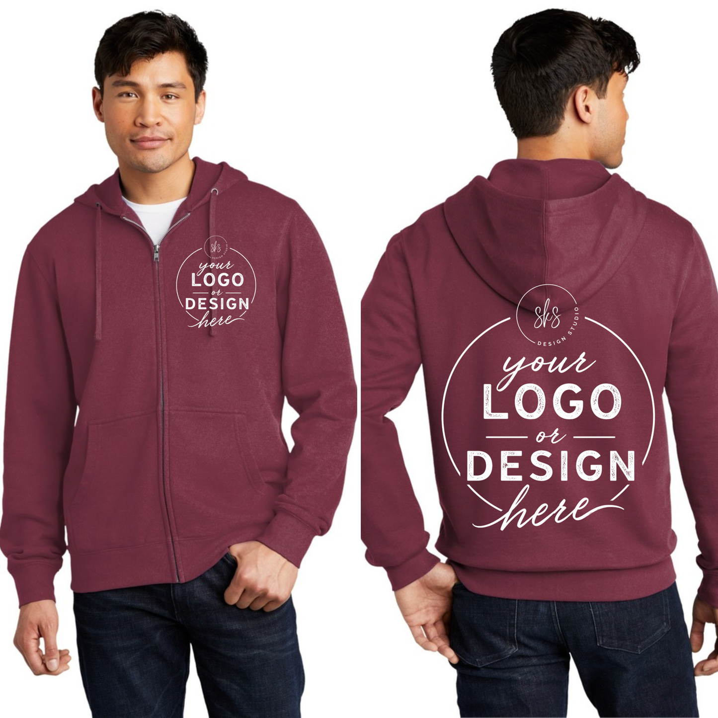 CUSTOM LOGO | Unisex Zip Up Hoodie [DISTRICT]