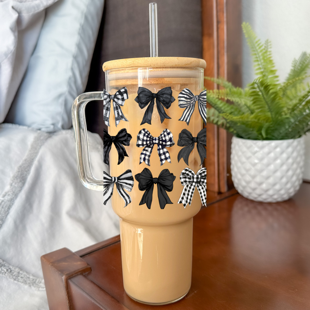 Black Check Coquette | UVDTF Cup Wrap 40oz