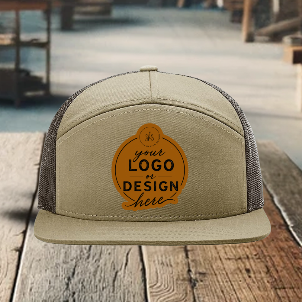 CUSTOM LOGO | Richardson 168 Seven-Panel Hat with Laser Engraved Leather Patch