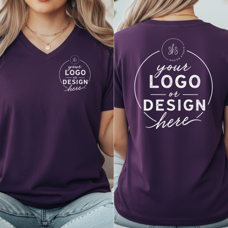 CUSTOM LOGO | Women's V-Neck T-Shirt [BELLA CANVAS]