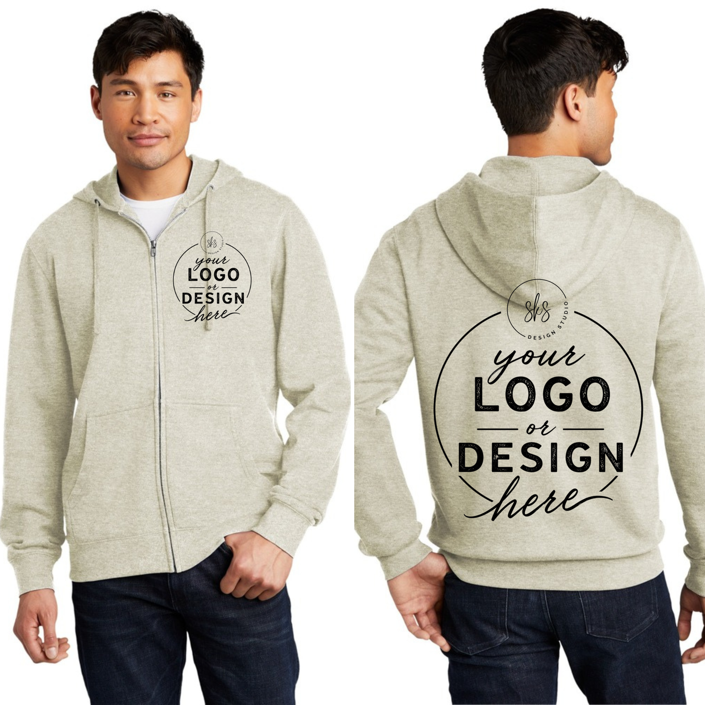 CUSTOM LOGO | Unisex Zip Up Hoodie [DISTRICT]