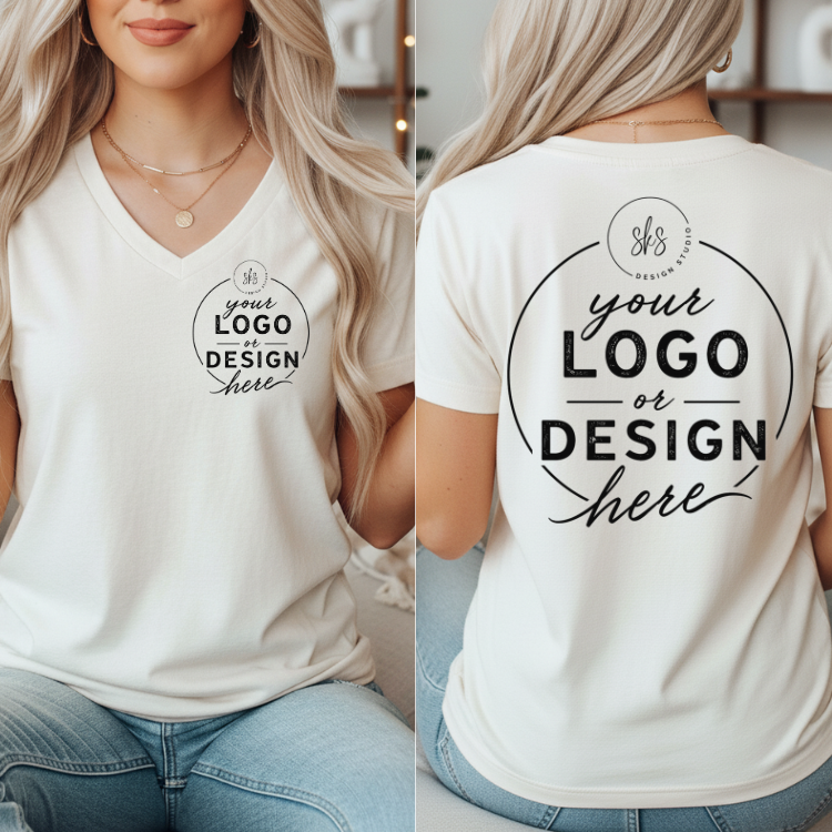 CUSTOM LOGO | Women's V-Neck T-Shirt [BELLA CANVAS]