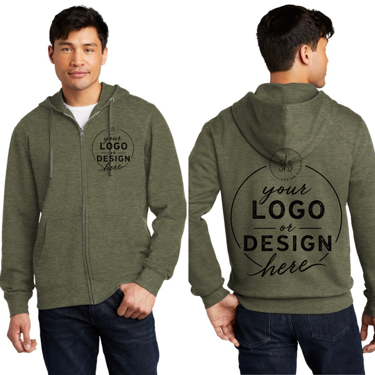 CUSTOM LOGO | Unisex Zip Up Hoodie [DISTRICT]