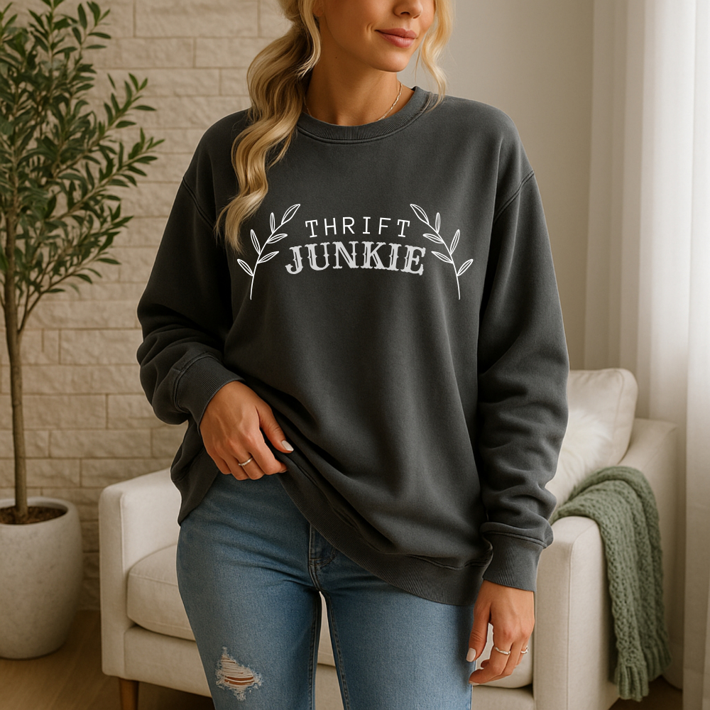 Thrift Junkie | Unisex Crewneck Sweatshirt [COMFORT COLORS]
