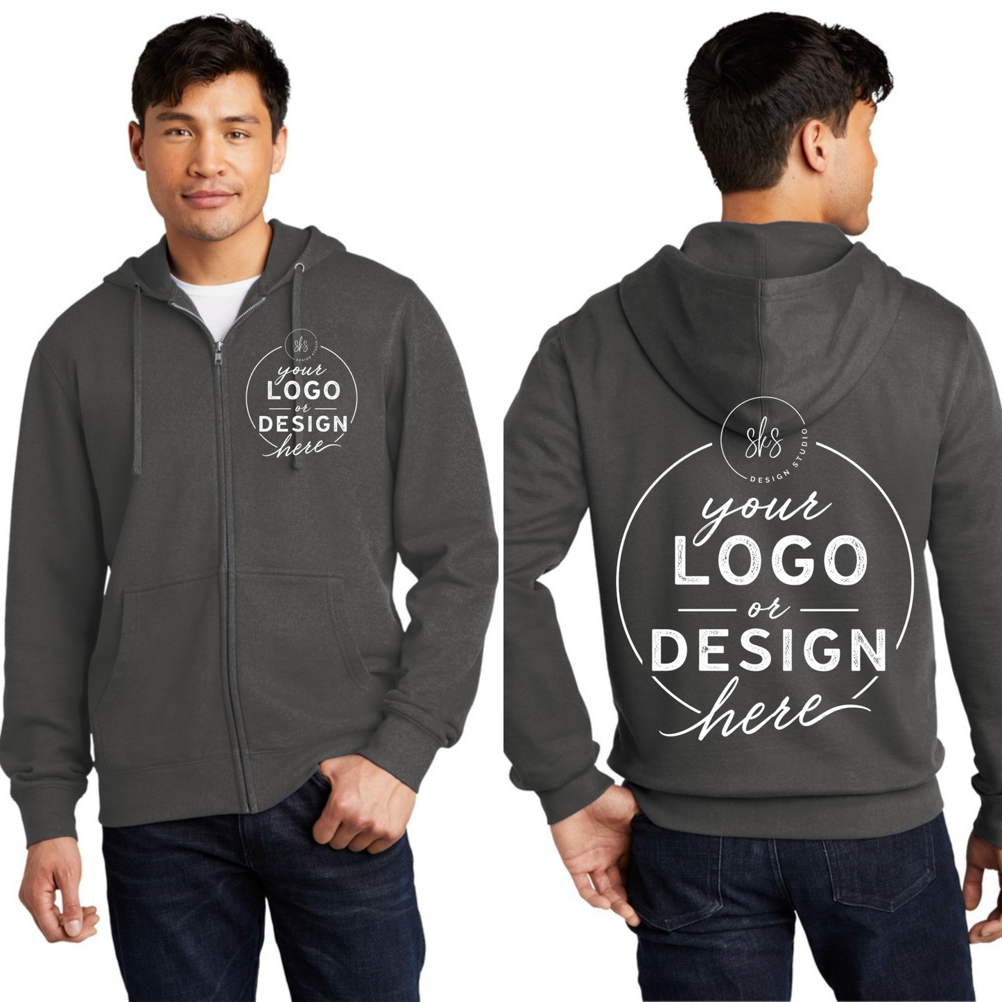 CUSTOM LOGO | Unisex Zip Up Hoodie [DISTRICT]