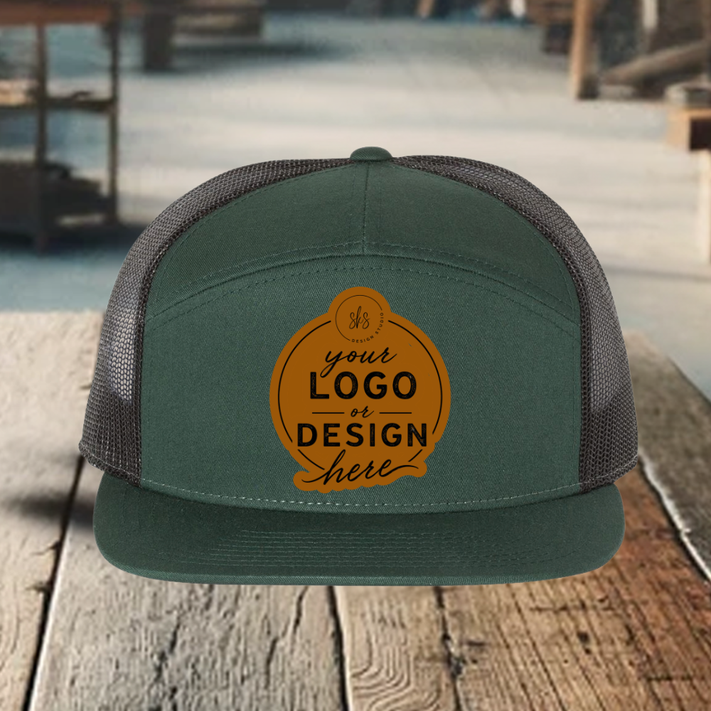 CUSTOM LOGO | Richardson 168 Seven-Panel Hat with Laser Engraved Leather Patch