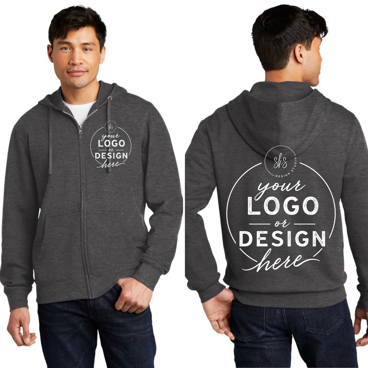 CUSTOM LOGO | Unisex Zip Up Hoodie [DISTRICT]