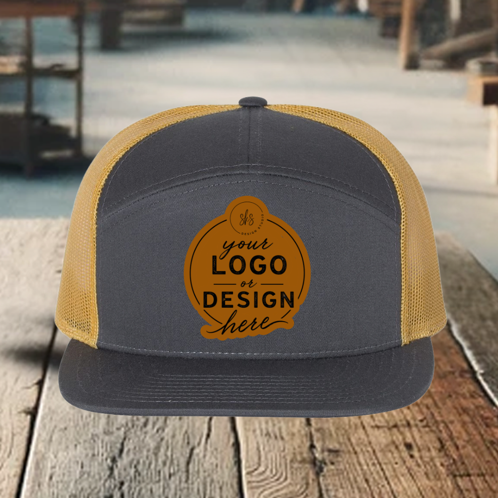 CUSTOM LOGO | Richardson 168 Seven-Panel Hat with Laser Engraved Leather Patch