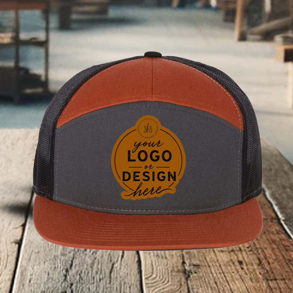 CUSTOM LOGO | Richardson 168 Seven-Panel Hat with Laser Engraved Leather Patch