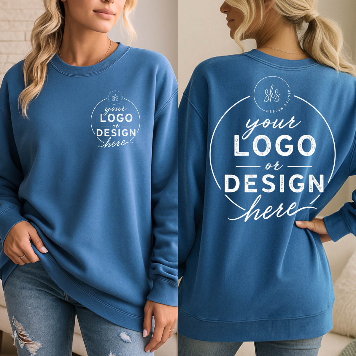 CUSTOM LOGO | Unisex Crewneck Sweatshirt [COMFORT COLORS]
