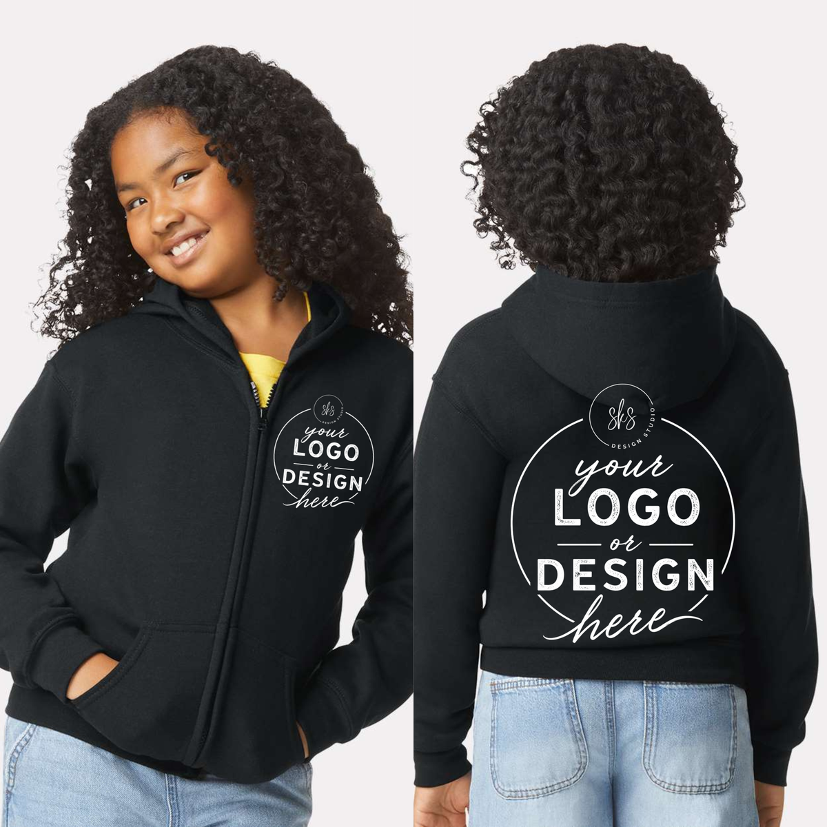 CUSTOM LOGO | Youth Zip Up Hoodie [GILDAN]