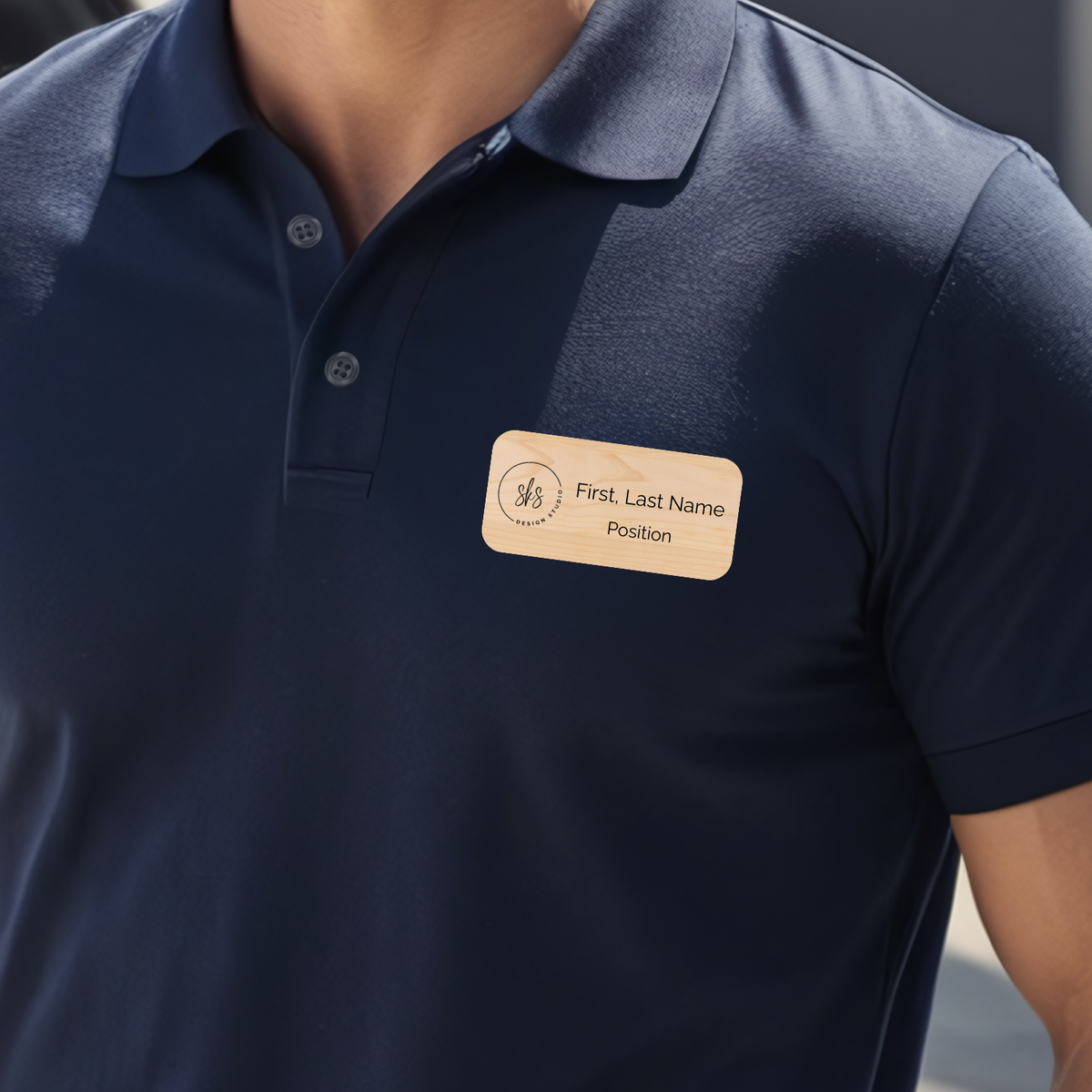 CUSTOM LOGO | Premium Wooden Name Tag with Magnet Bar