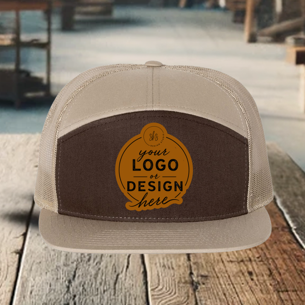 CUSTOM LOGO | Richardson 168 Seven-Panel Hat with Laser Engraved Leather Patch