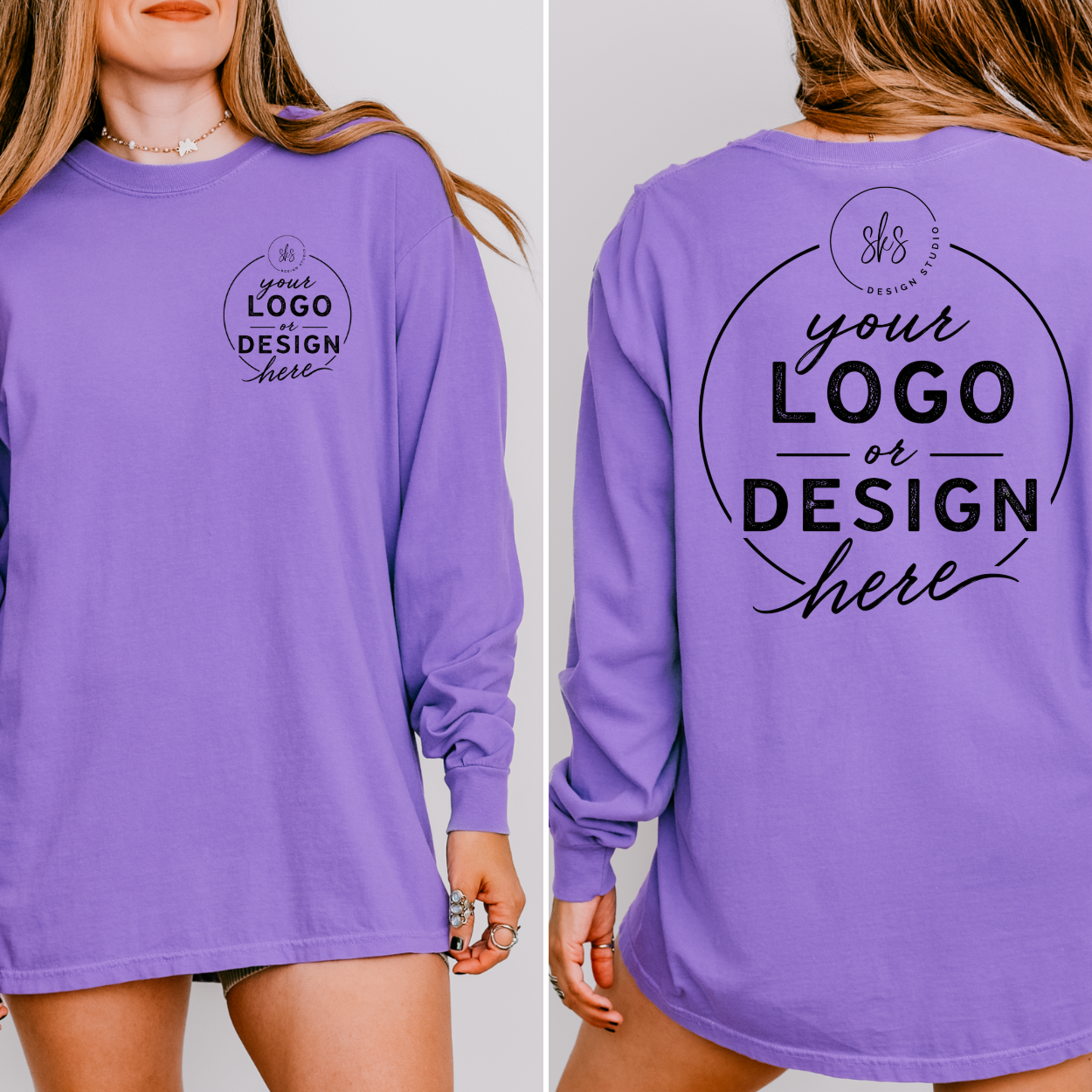 CUSTOM LOGO | Unisex Long Sleeve Shirt [COMFORT COLORS]