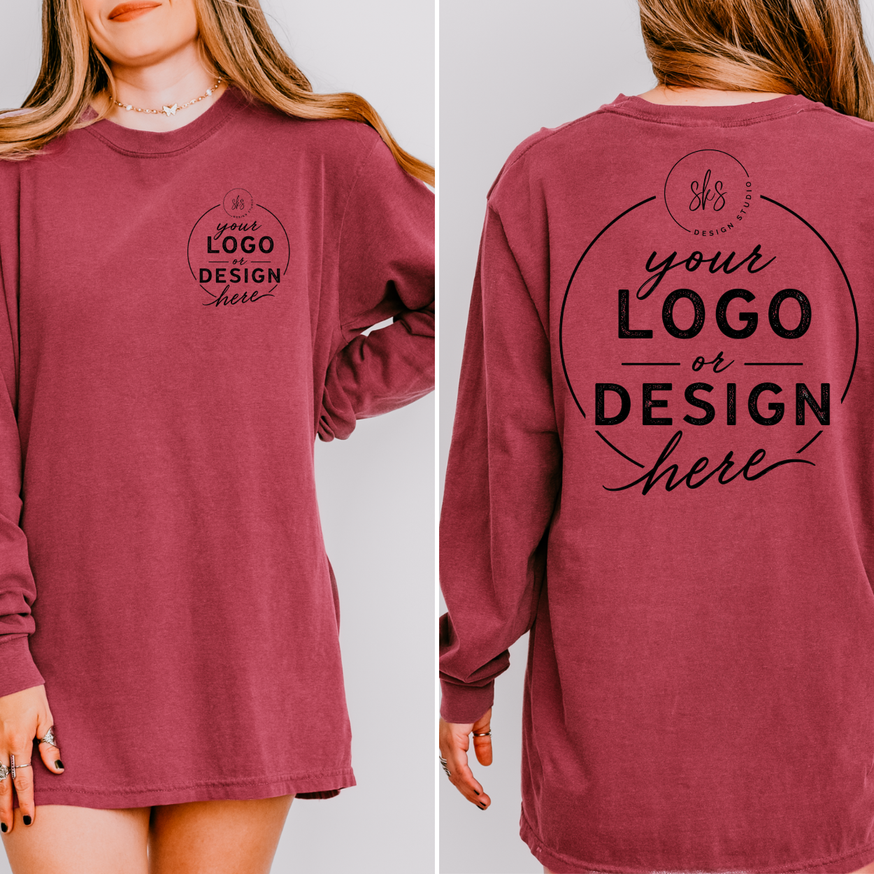 CUSTOM LOGO | Unisex Long Sleeve Shirt [COMFORT COLORS]