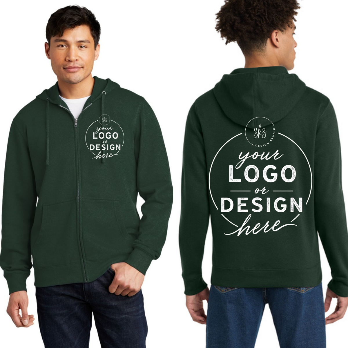 CUSTOM LOGO | Unisex Zip Up Hoodie [DISTRICT]