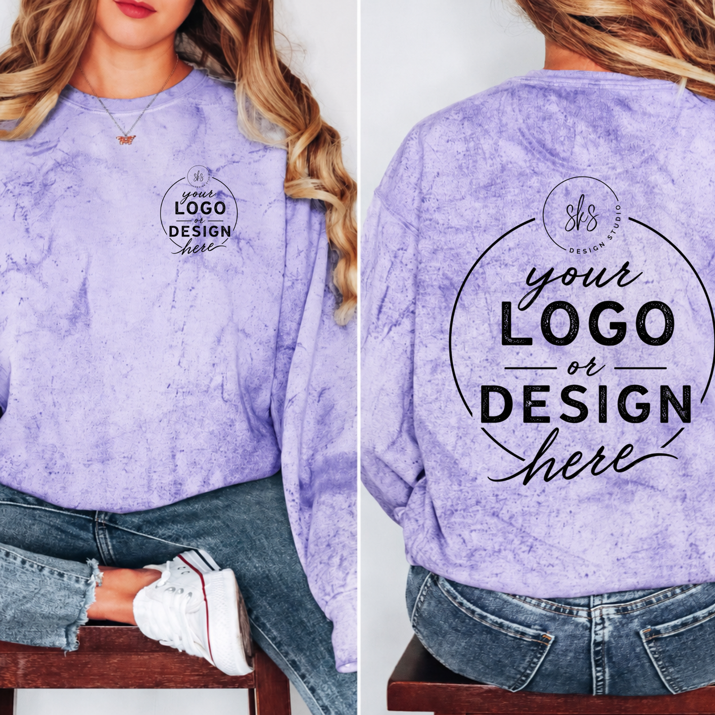 CUSTOM LOGO | Unisex Color Blast Crewneck Sweatshirt [COMFORT COLORS]