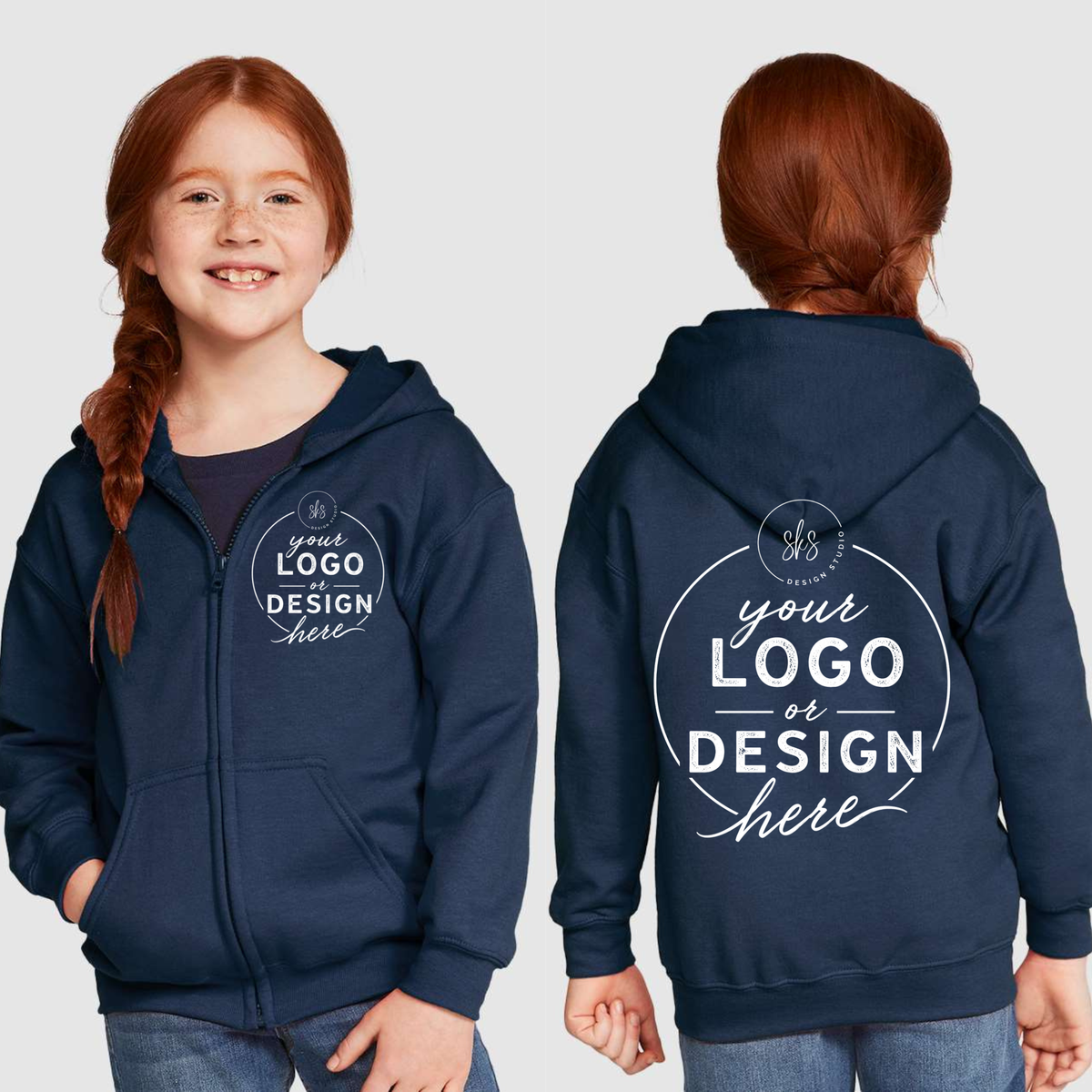 CUSTOM LOGO | Youth Zip Up Hoodie [GILDAN]