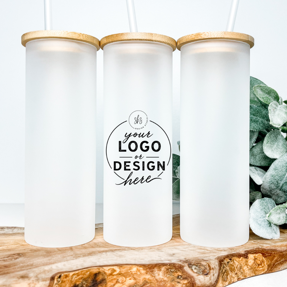 CUSTOM LOGO | UVDTF | 25oz Skinny Glass Tumbler