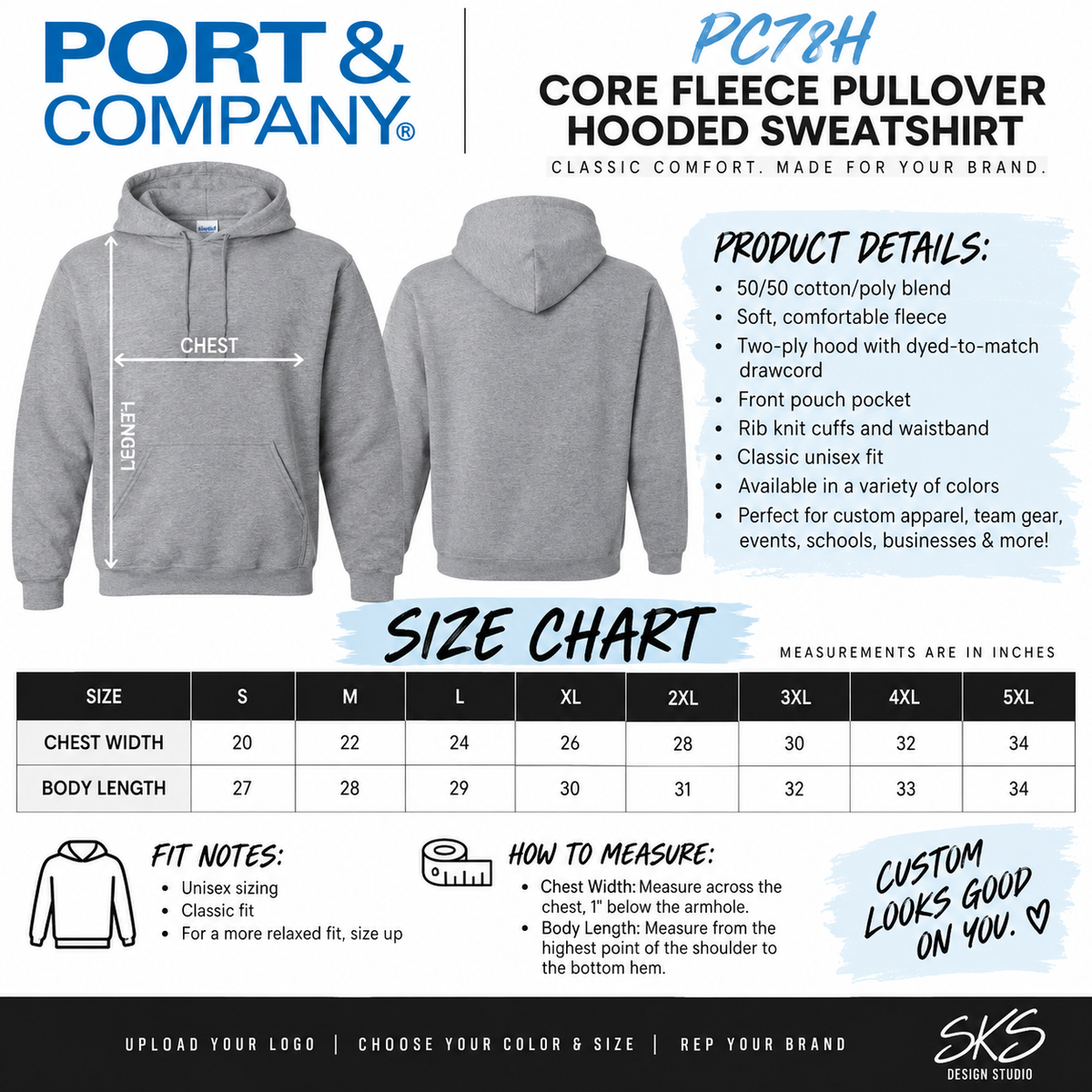 CUSTOM LOGO | Unisex Hoodie Sweatshirt [PORT & CO]