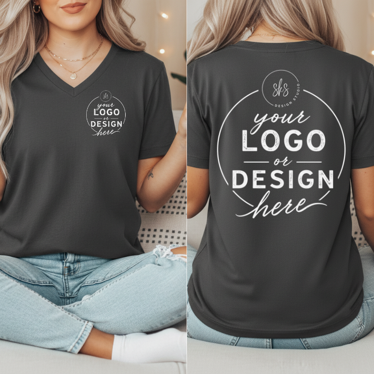CUSTOM LOGO | Women's V-Neck T-Shirt [BELLA CANVAS]