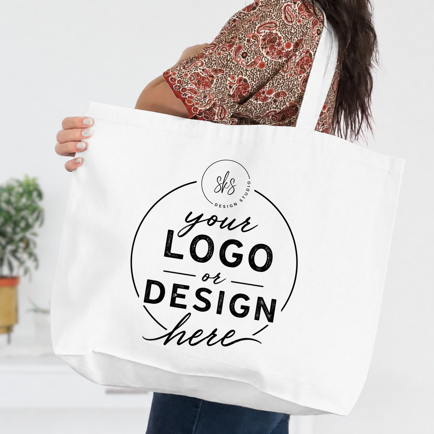 CUSTOM LOGO | Jumbo Canvas Tote Bag