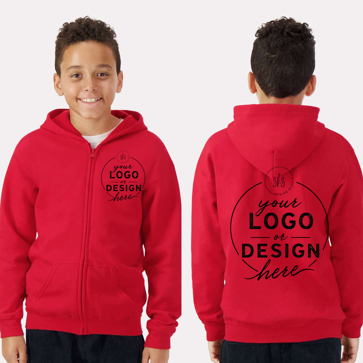 CUSTOM LOGO | Youth Zip Up Hoodie [GILDAN]