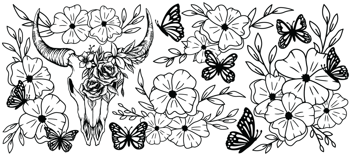 Floral Bull Skull | UVDTF Cup Wrap 40oz