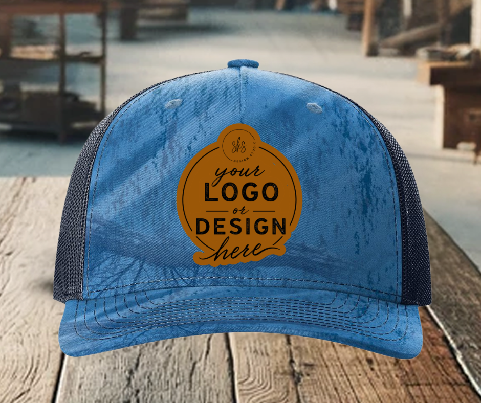 CUSTOM LOGO | Camo Richardson 112 Hat with Laser Engraved Leather Patch