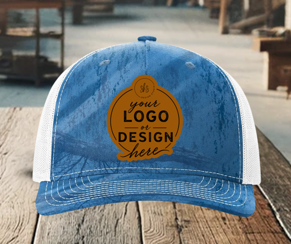 CUSTOM LOGO | Camo Richardson 112 Hat with Laser Engraved Leather Patch