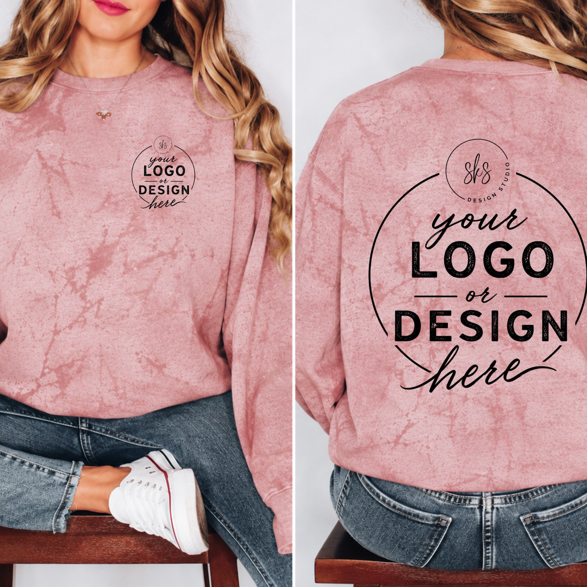 CUSTOM LOGO | Unisex Color Blast Crewneck Sweatshirt [COMFORT COLORS]
