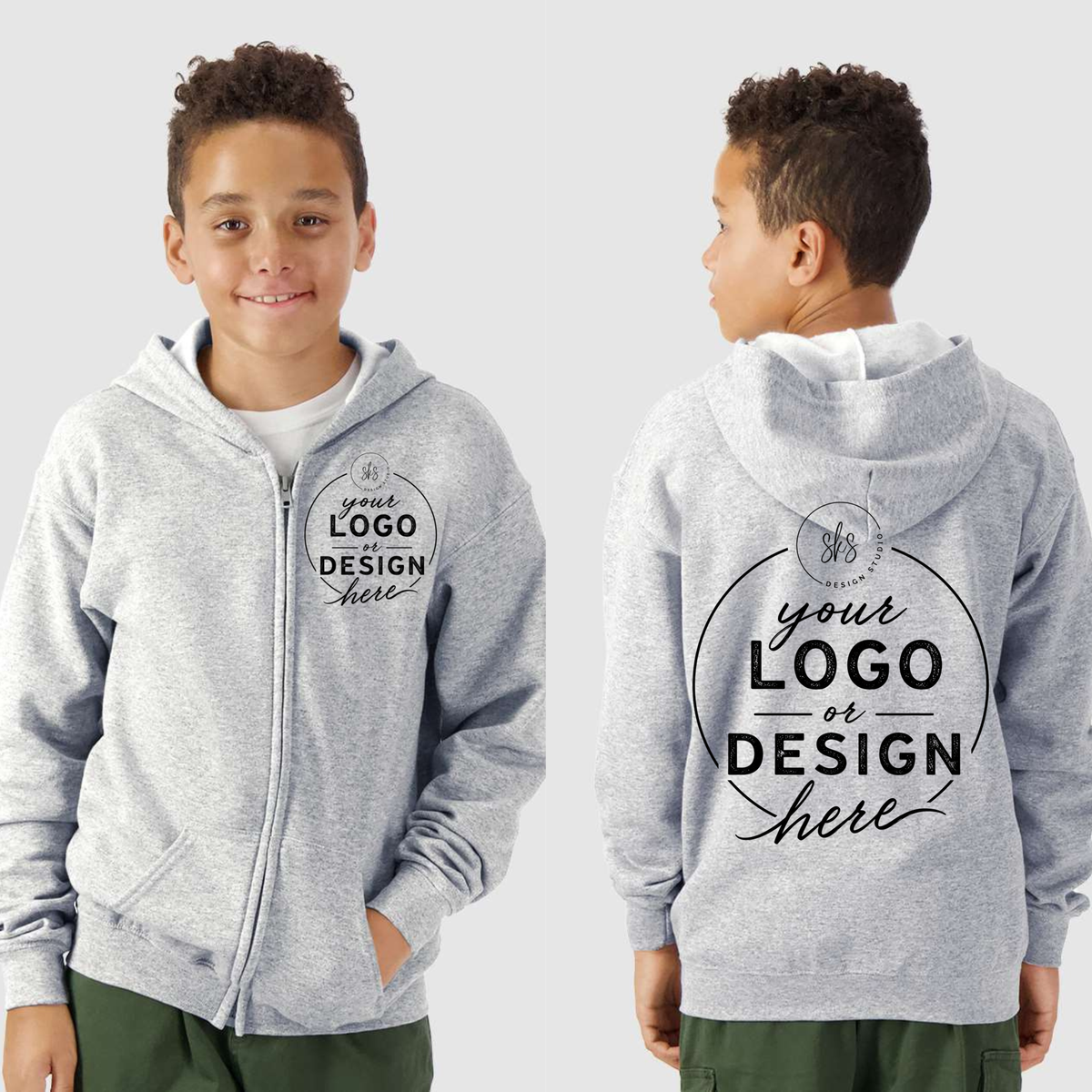 CUSTOM LOGO | Youth Zip Up Hoodie [GILDAN]