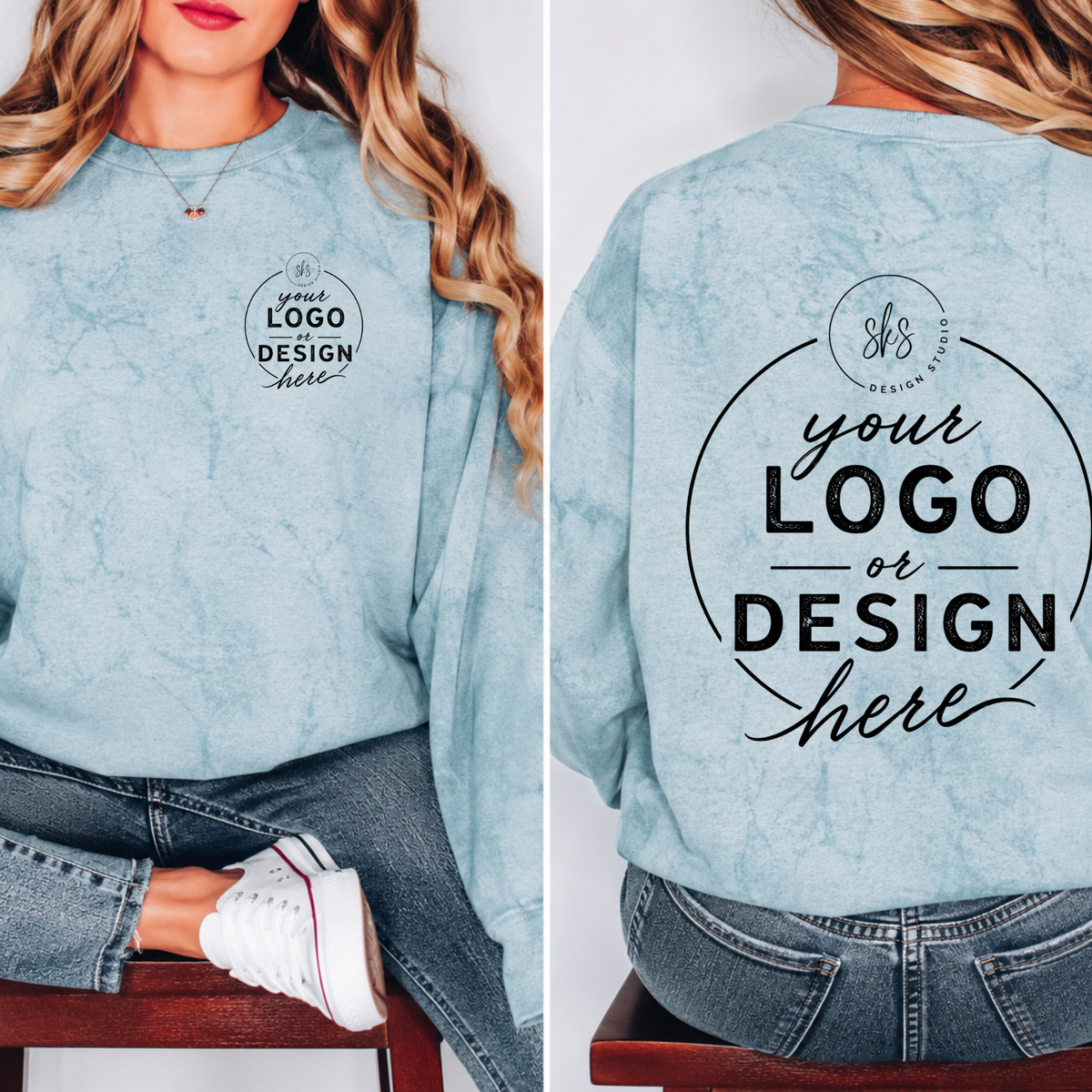 CUSTOM LOGO | Unisex Color Blast Crewneck Sweatshirt [COMFORT COLORS]