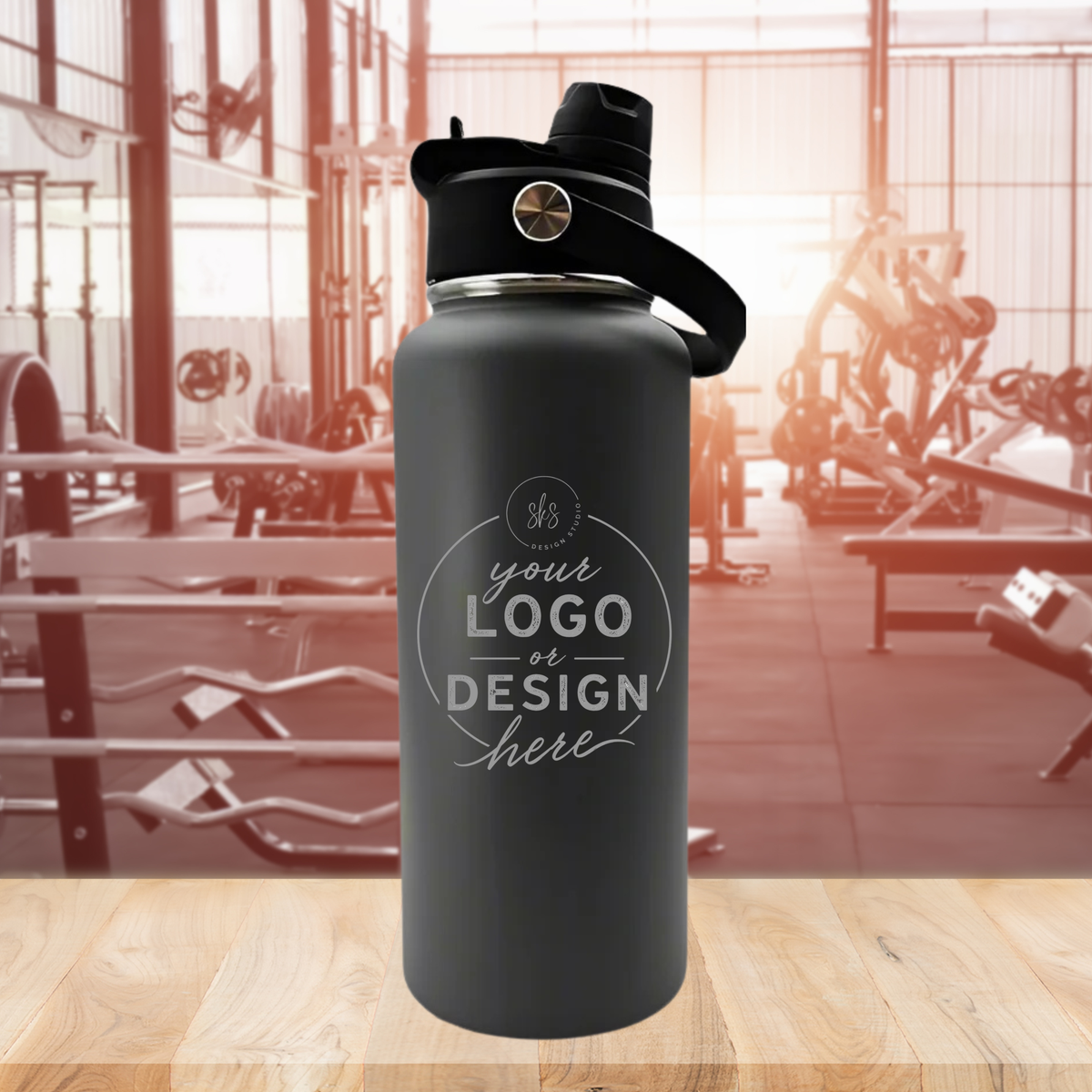 CUSTOM LOGO | ENGRAVED | 32oz Stainless Steel Sports Water Bottle