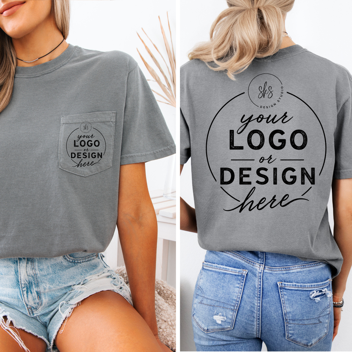 CUSTOM LOGO | Unisex Pocket Tee [COMFORT COLORS]