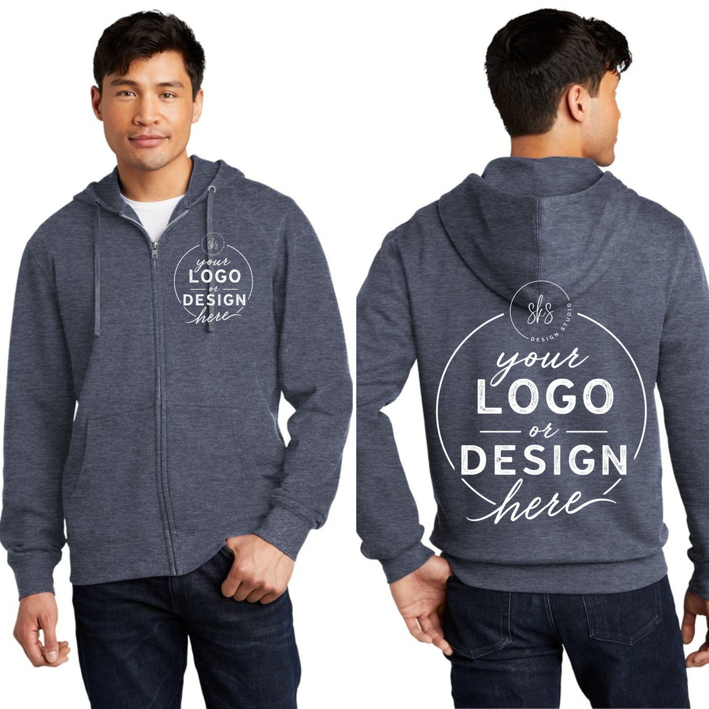 CUSTOM LOGO | Unisex Zip Up Hoodie [DISTRICT]