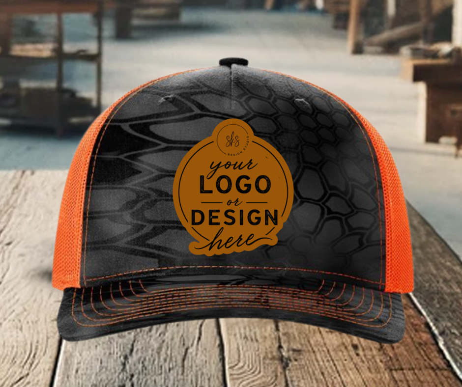 CUSTOM LOGO | Kryptek Richardson 112 Hat with Laser Engraved Leather Patch