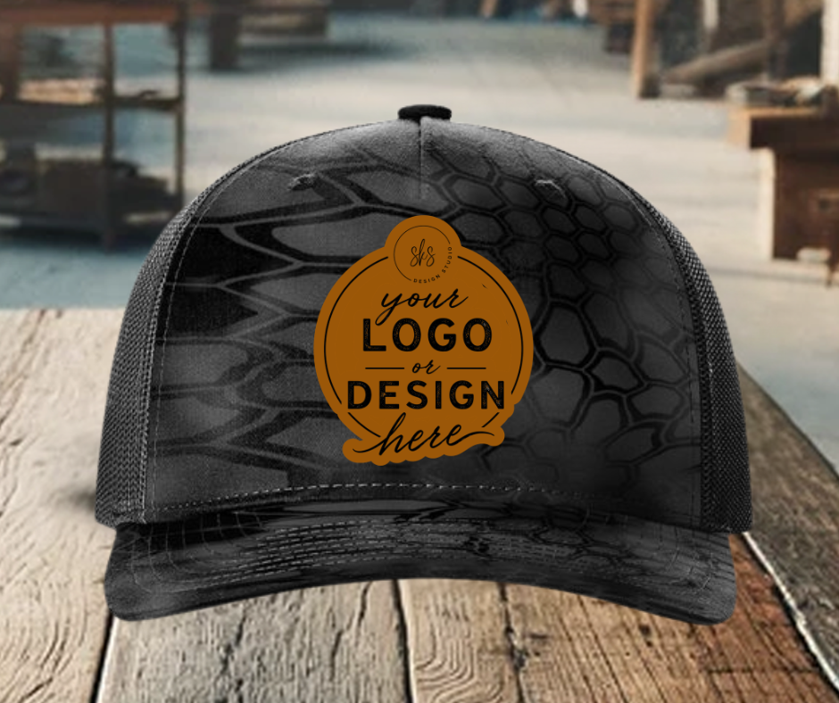 CUSTOM LOGO | Kryptek Richardson 112 Hat with Laser Engraved Leather Patch