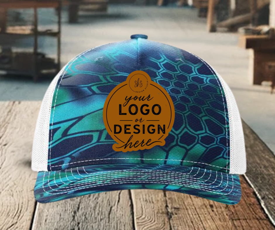 CUSTOM LOGO | Kryptek Richardson 112 Hat with Laser Engraved Leather Patch