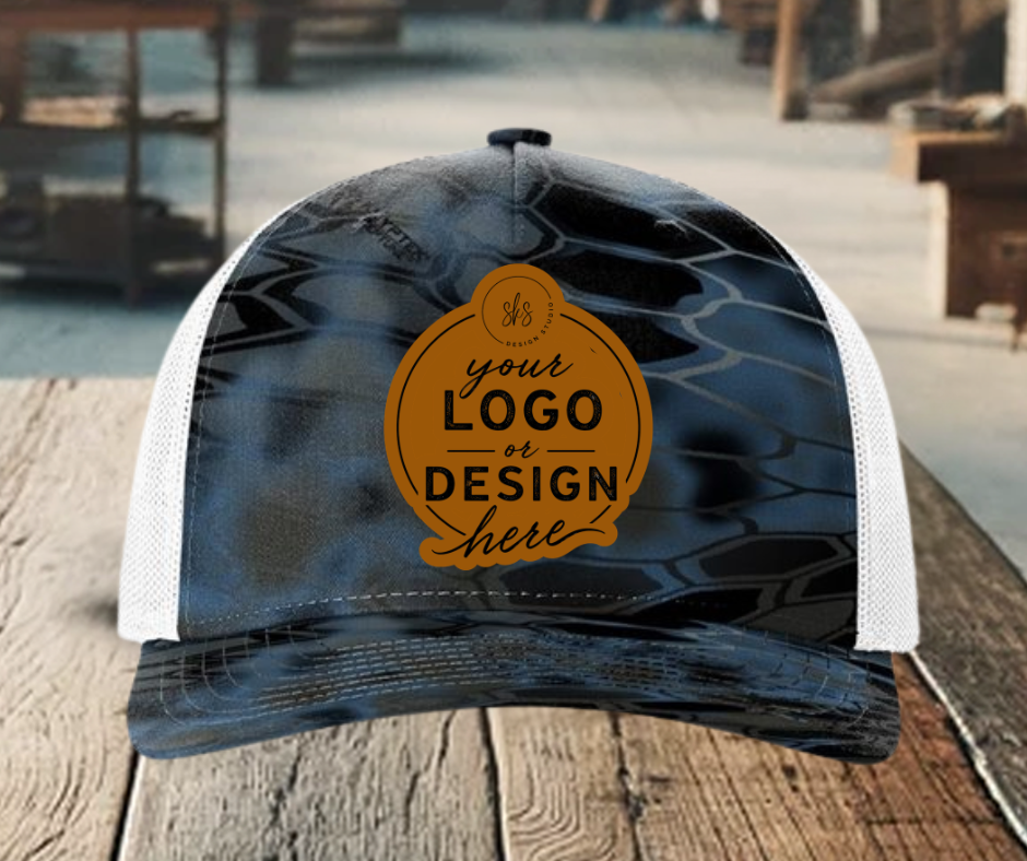 CUSTOM LOGO | Kryptek Richardson 112 Hat with Laser Engraved Leather Patch