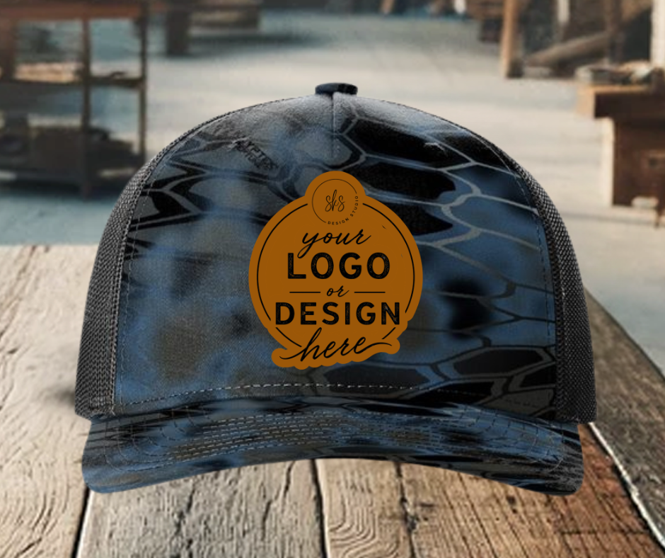 CUSTOM LOGO | Kryptek Richardson 112 Hat with Laser Engraved Leather Patch
