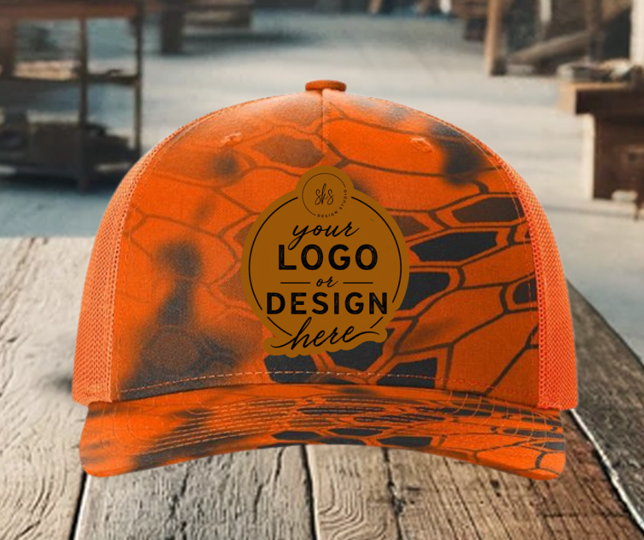CUSTOM LOGO | Kryptek Richardson 112 Hat with Laser Engraved Leather Patch
