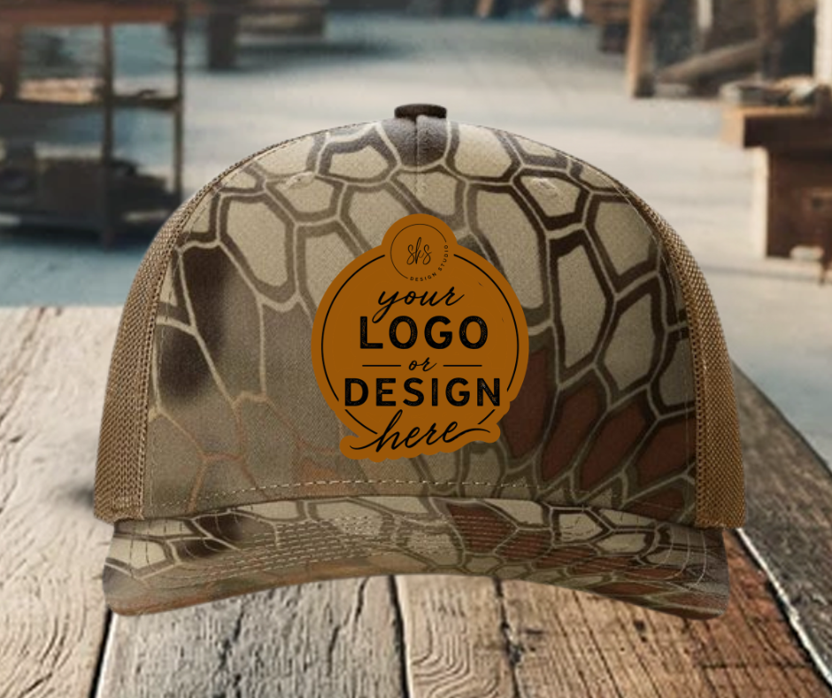CUSTOM LOGO | Kryptek Richardson 112 Hat with Laser Engraved Leather Patch