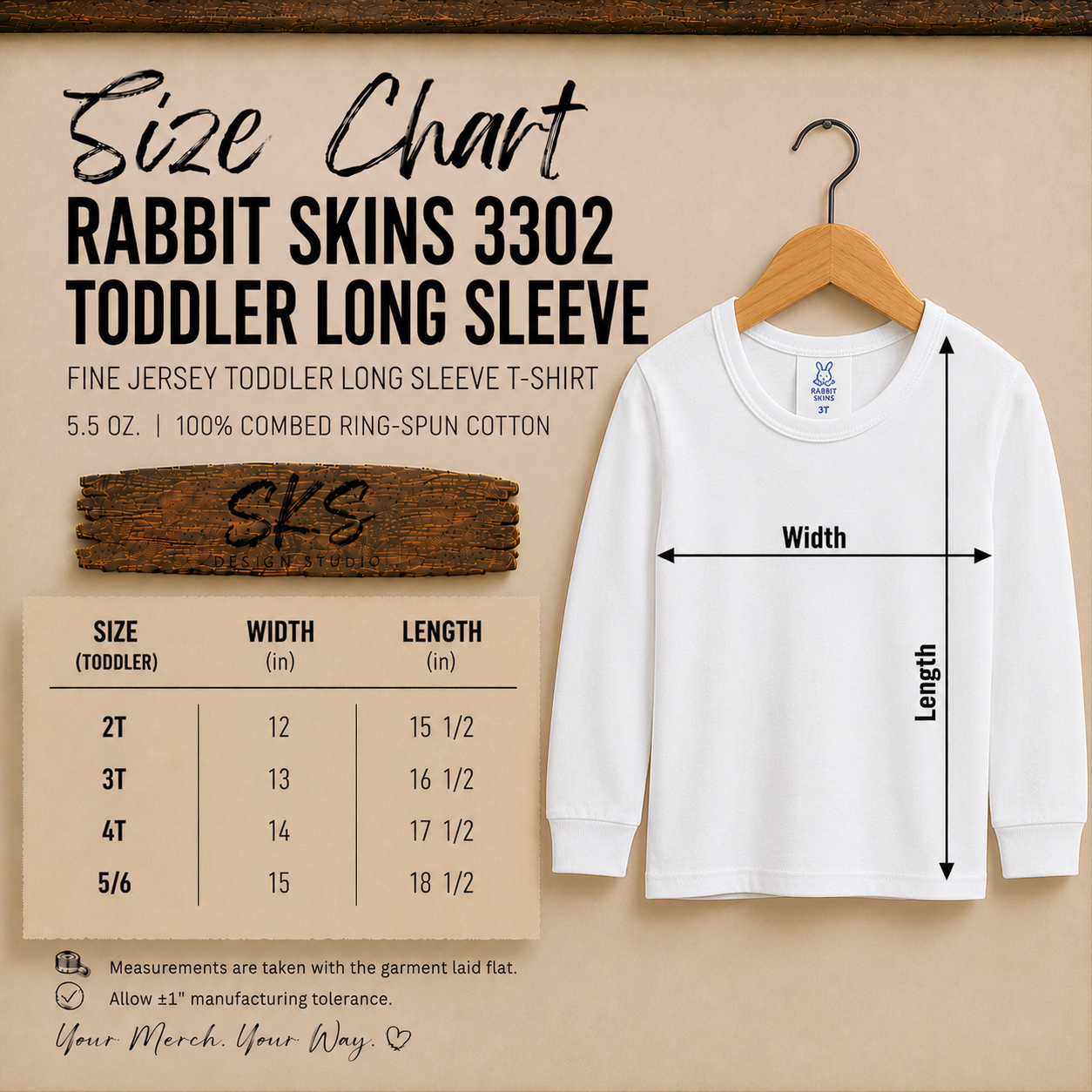 CUSTOM LOGO | Toddler Long Sleeve Shirt [RABBIT SKINS]