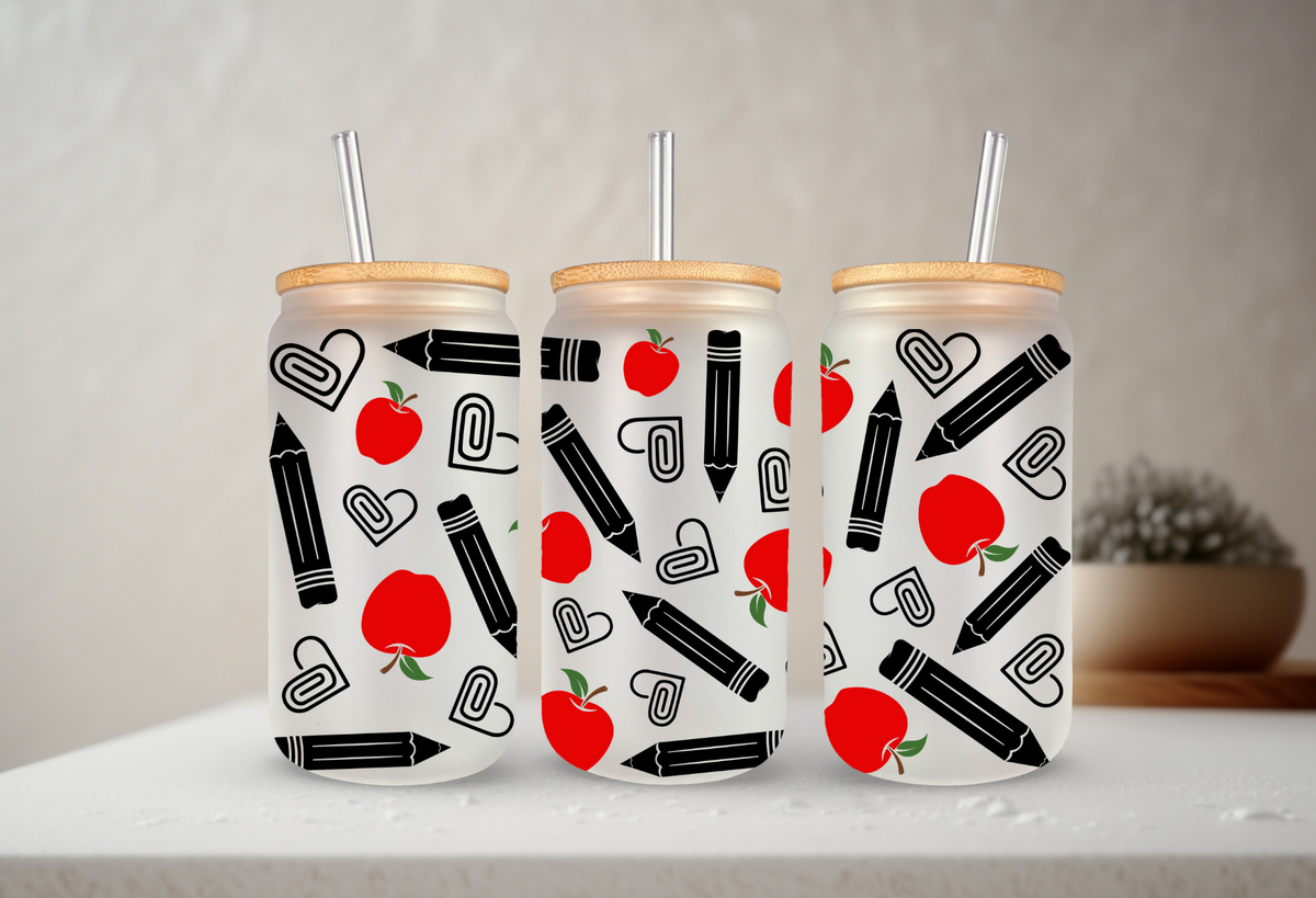 Teacher Apples & Pencils | UVDTF Cup Wrap 20oz