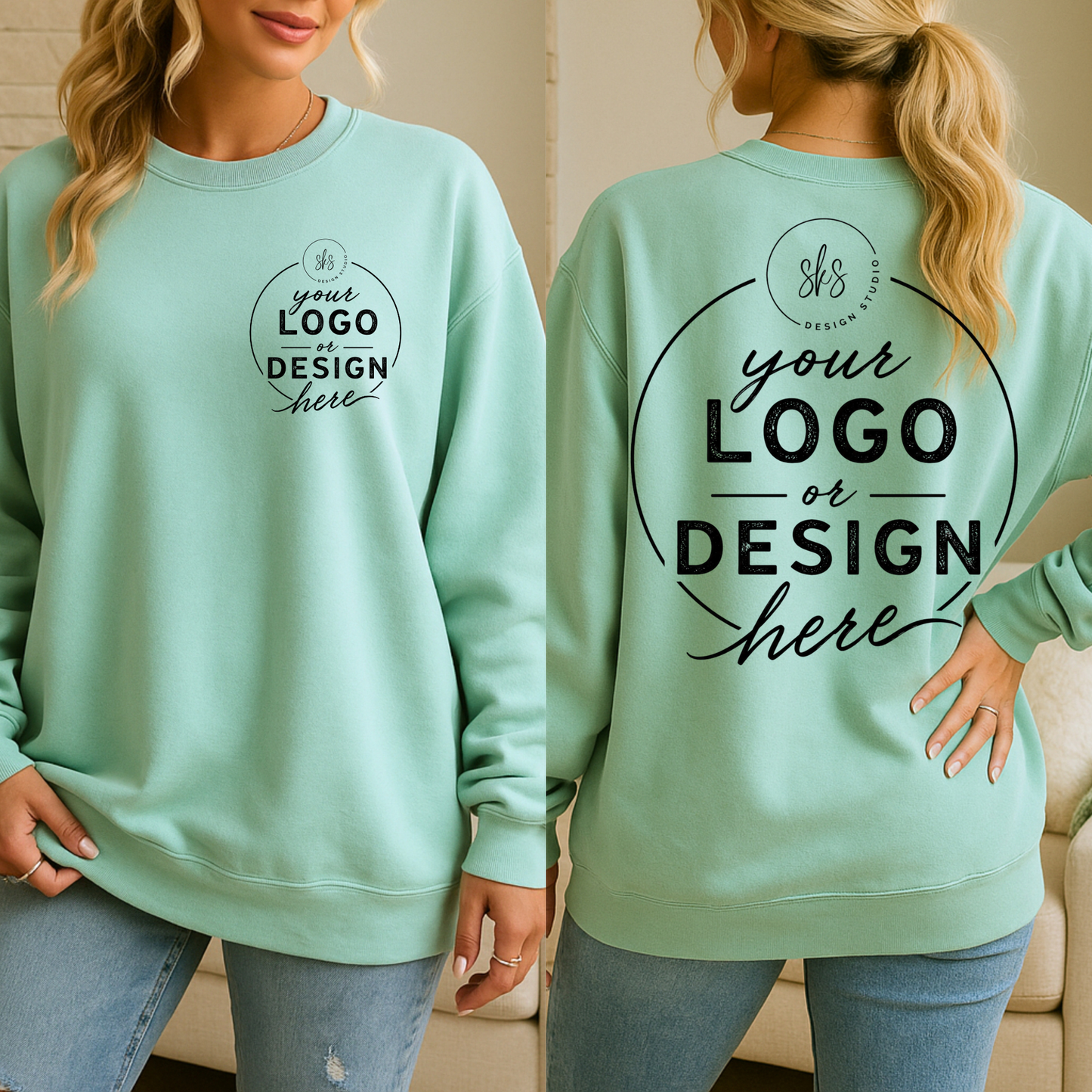 CUSTOM LOGO | Unisex Crewneck Sweatshirt [COMFORT COLORS]