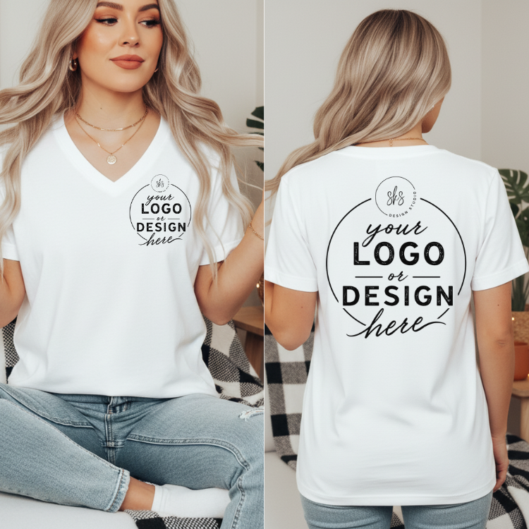 CUSTOM LOGO | Women's V-Neck T-Shirt [BELLA CANVAS]